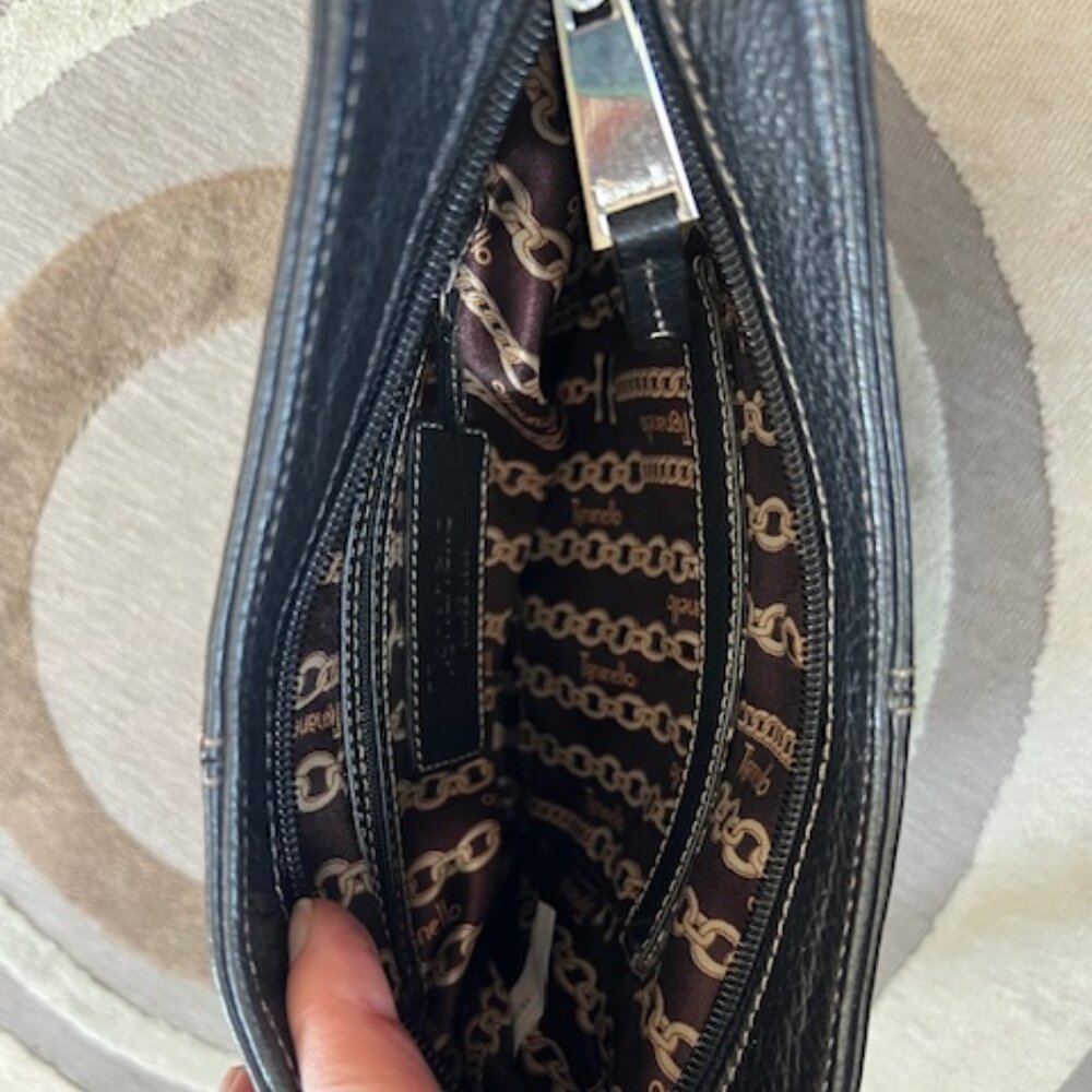 VINTAGE Tignanello Lined Leather Crossbody Black Bag - Picture 9 of 15